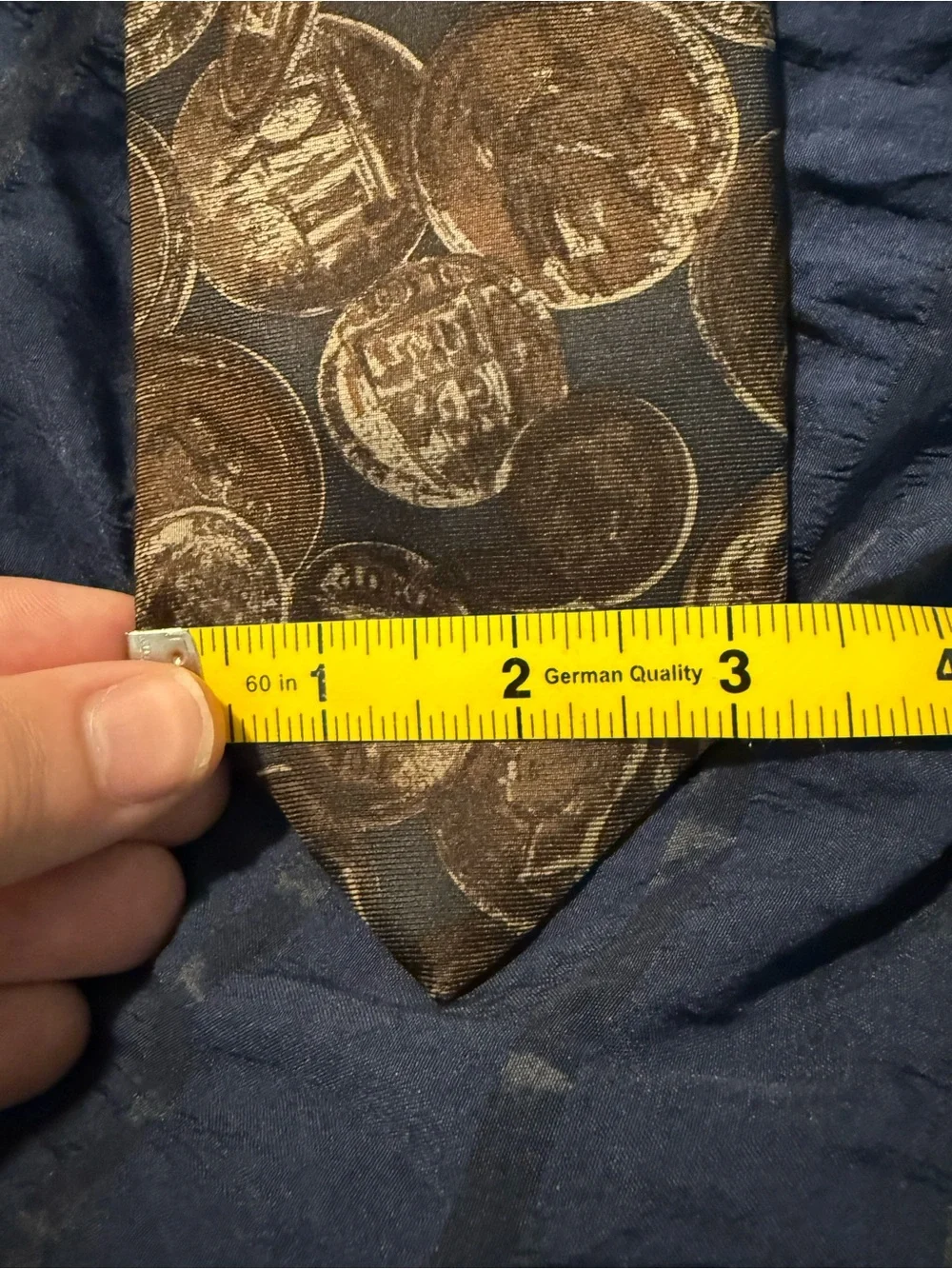Guy Laroche Black and Gold Coin Motif Silk Tie